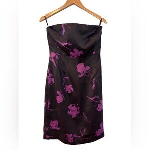 Banana Republic Factory Black & Purple Strapless Moody Cocktail Dress Size 6